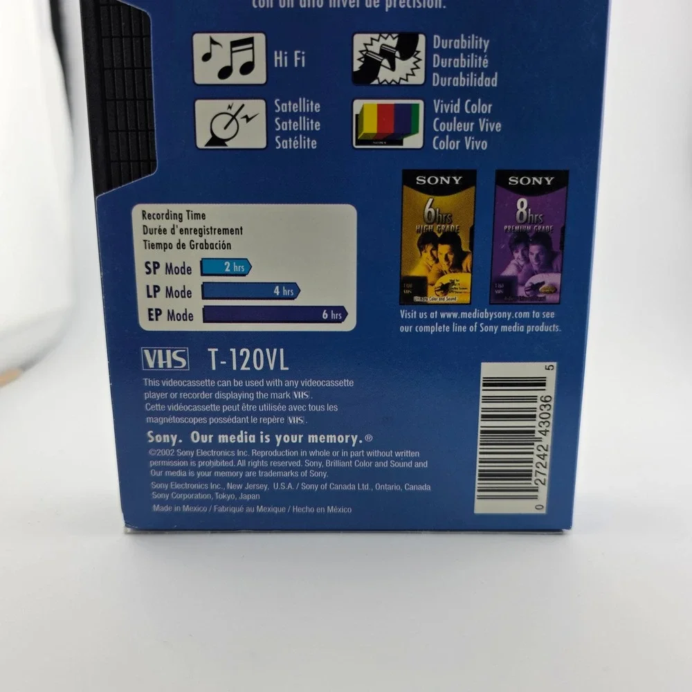 New Sony T-120 Premium Grade VHS Tape 6 hrs EP Mode Sealed Vintage Lot‎